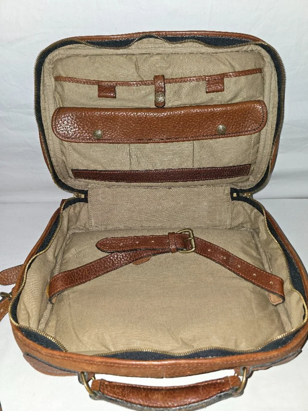 Vintage Territory Ahead Brown Full Grain Leather Overnight Weekender Travel Bag